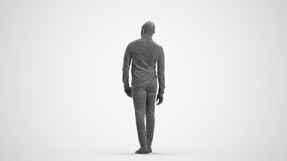 photogrammetry 3D man business walking, realistic human model archviz FBX, wireframe front view