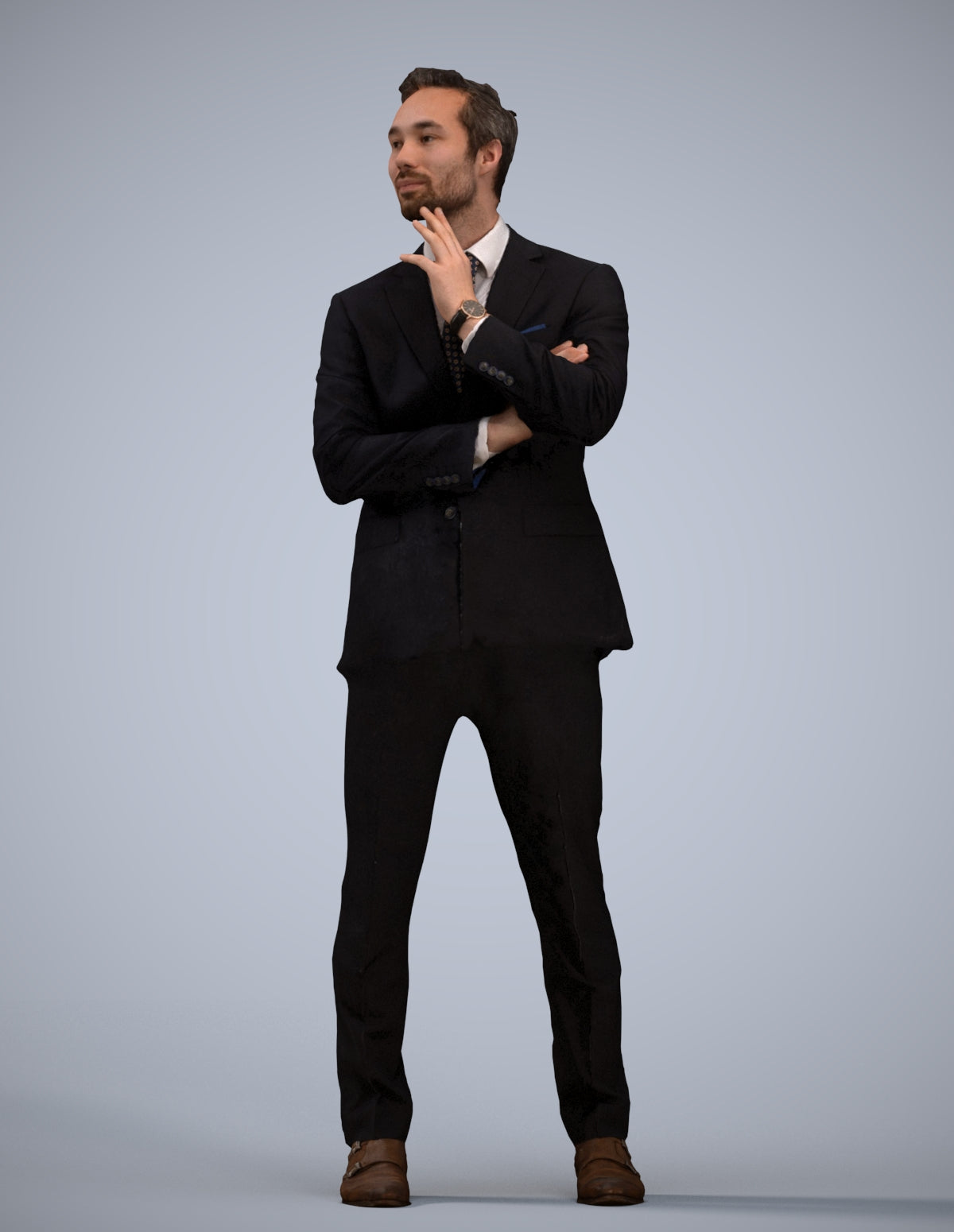 3D human model man formal business, photogrammetry scanned person for archviz