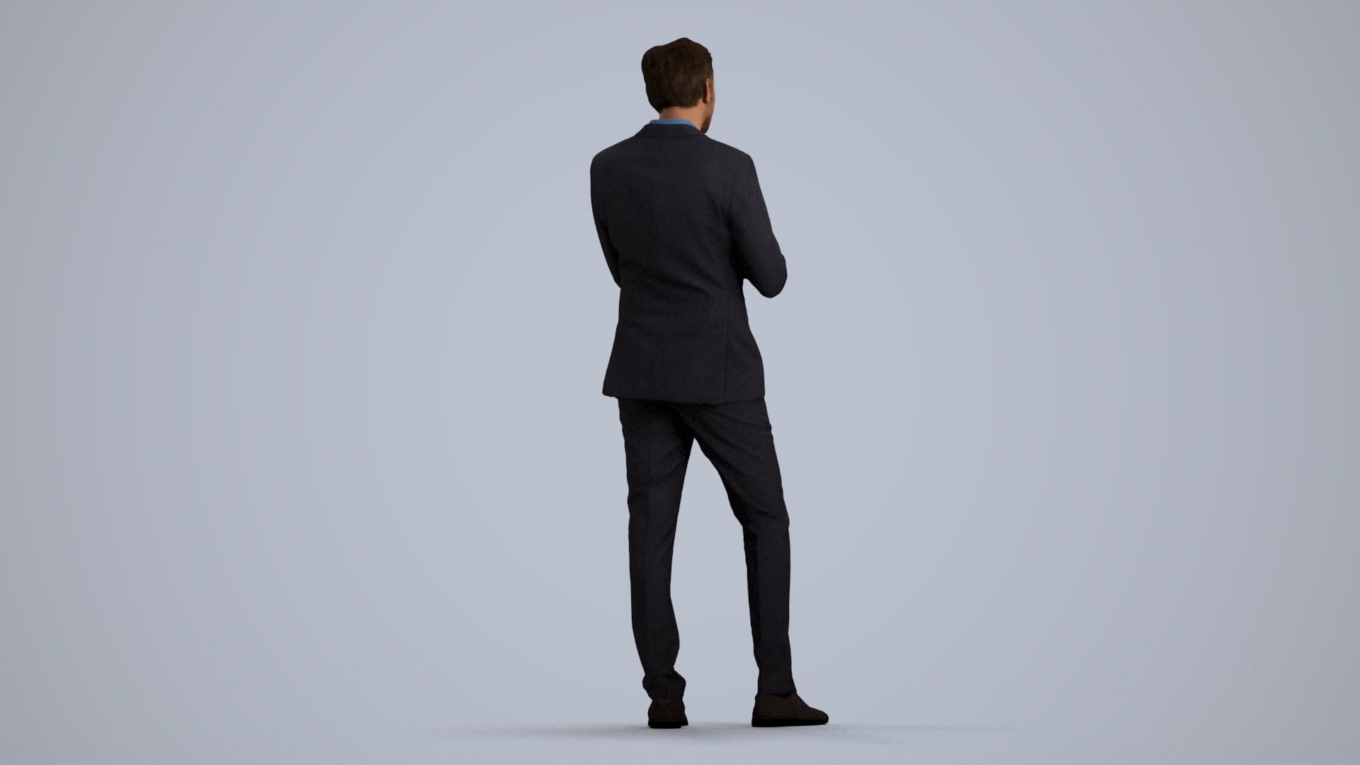 realistic 3D human man business, archviz people FBX OBJ for Blender, front view render
