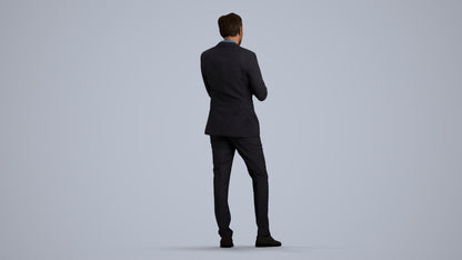 realistic 3D human man business, archviz people FBX OBJ for Blender, front view render