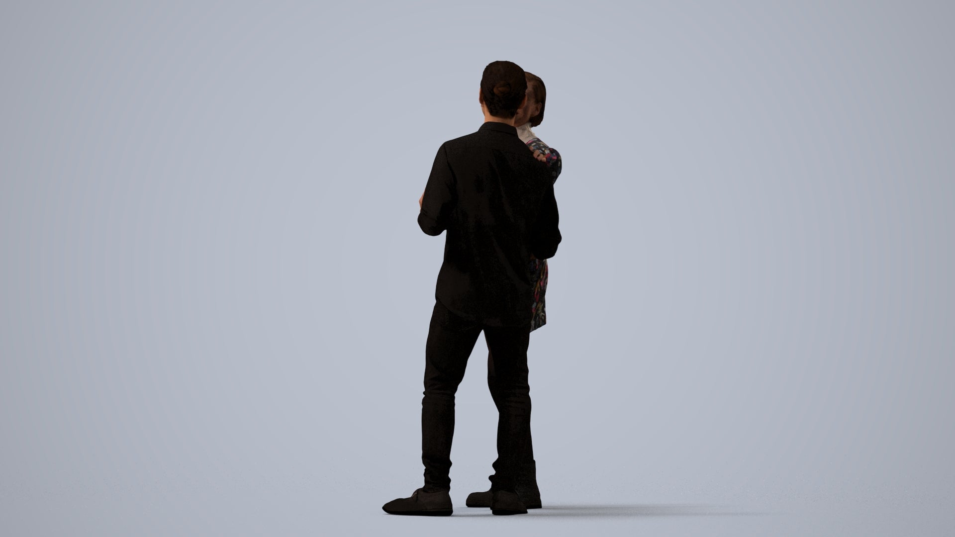 scanned 3D woman casual couple, photogrammetry people for Enscape and V-Ray, three-quarter view render