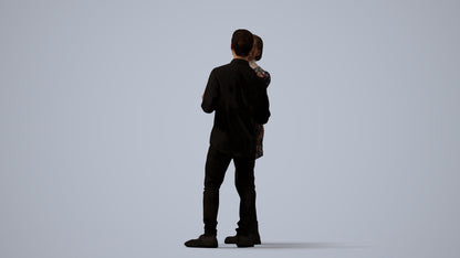 scanned 3D woman casual couple, photogrammetry people for Enscape and V-Ray, three-quarter view render