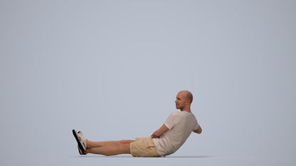 3D scanned man sitting casual, photorealistic archviz people for Enscape and SketchUp, top-down view render