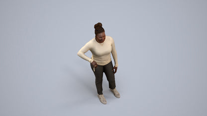 scanned 3D woman casual standing, photogrammetry people for Enscape and V-Ray, back view render