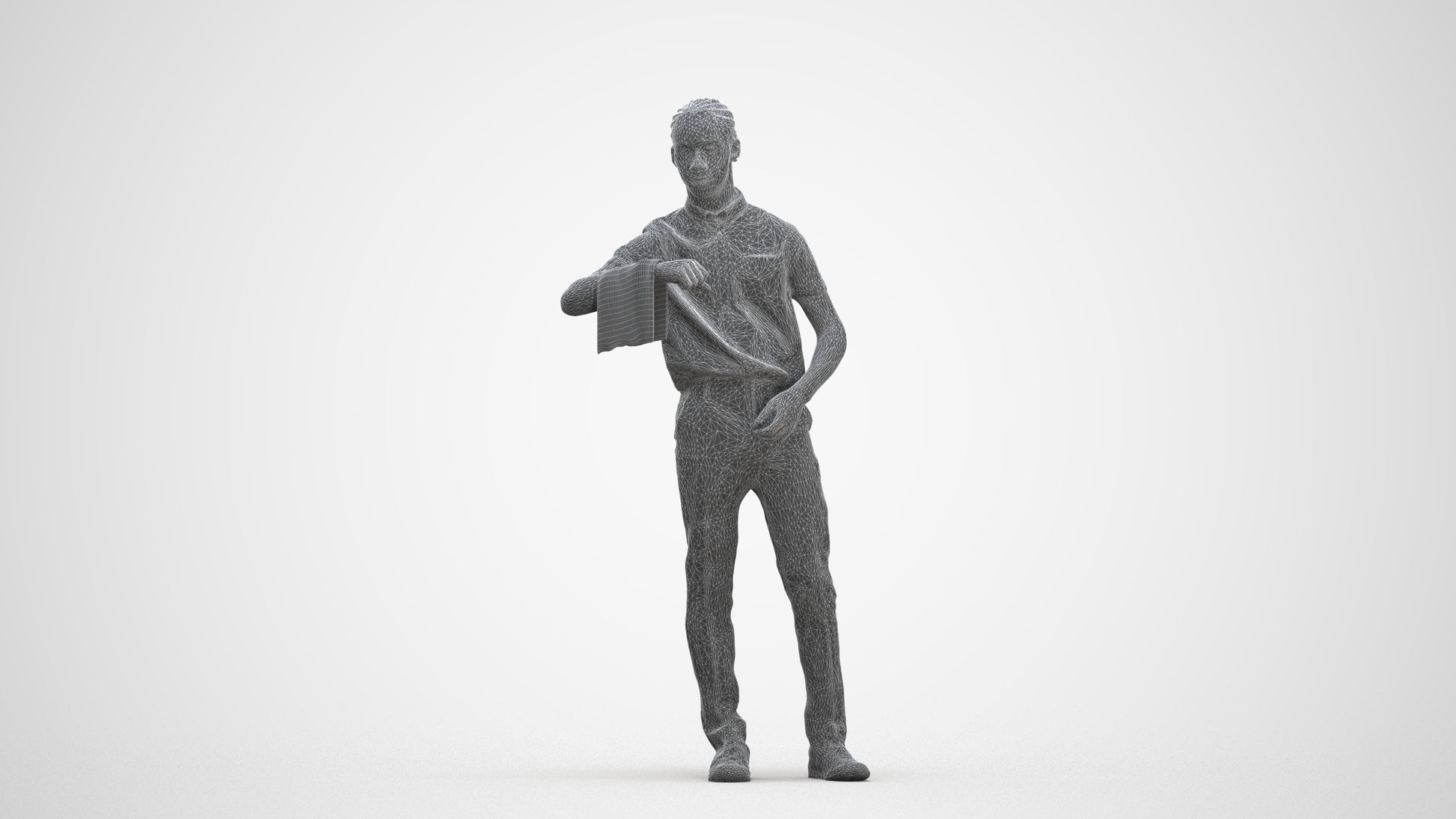 realistic 3D human boy hospitality, archviz people FBX OBJ for Blender, three-quarter front view render