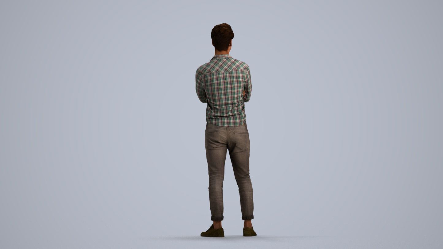 realistic 3D man casual mix, scanned archviz people for Blender and 3ds Max, front view render