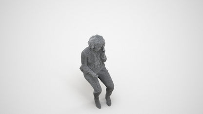 3D human model woman business, photogrammetry scanned person for archviz, wireframe side view