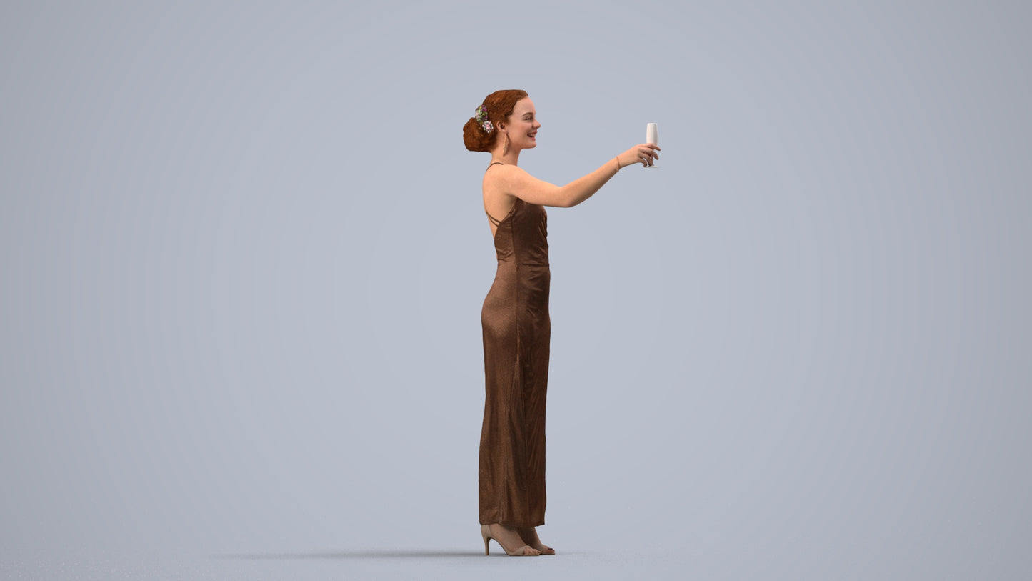 photogrammetry 3D woman formal, realistic human model archviz FBX, side view render