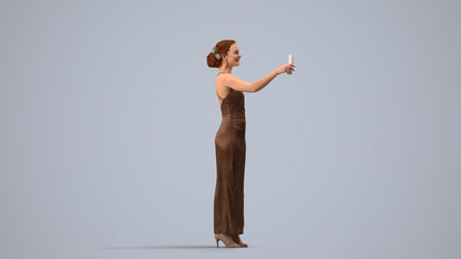 photogrammetry 3D woman formal, realistic human model archviz FBX, side view render