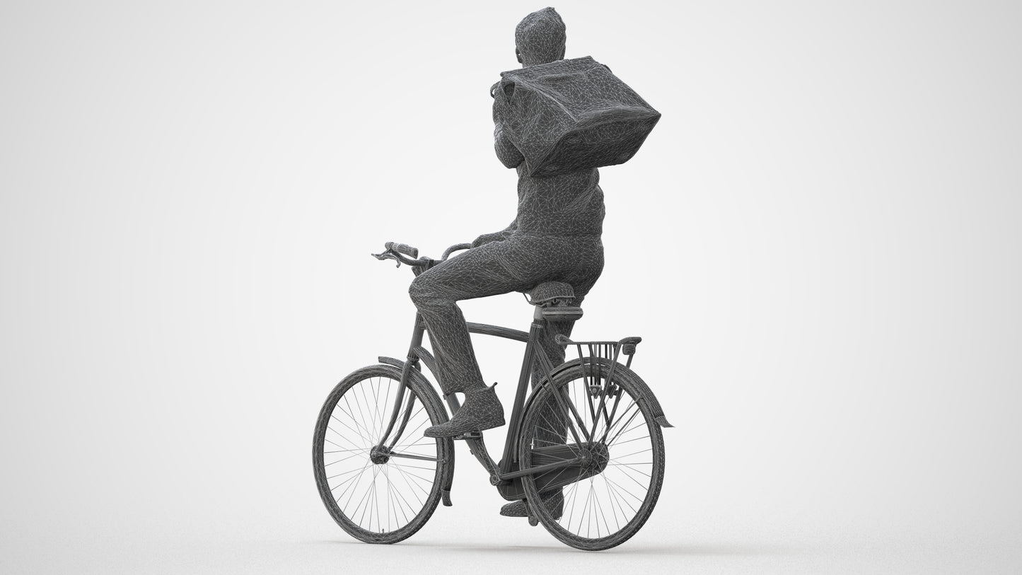 scanned 3D man casual cycling, photogrammetry people for Enscape and V-Ray, square thumbnail