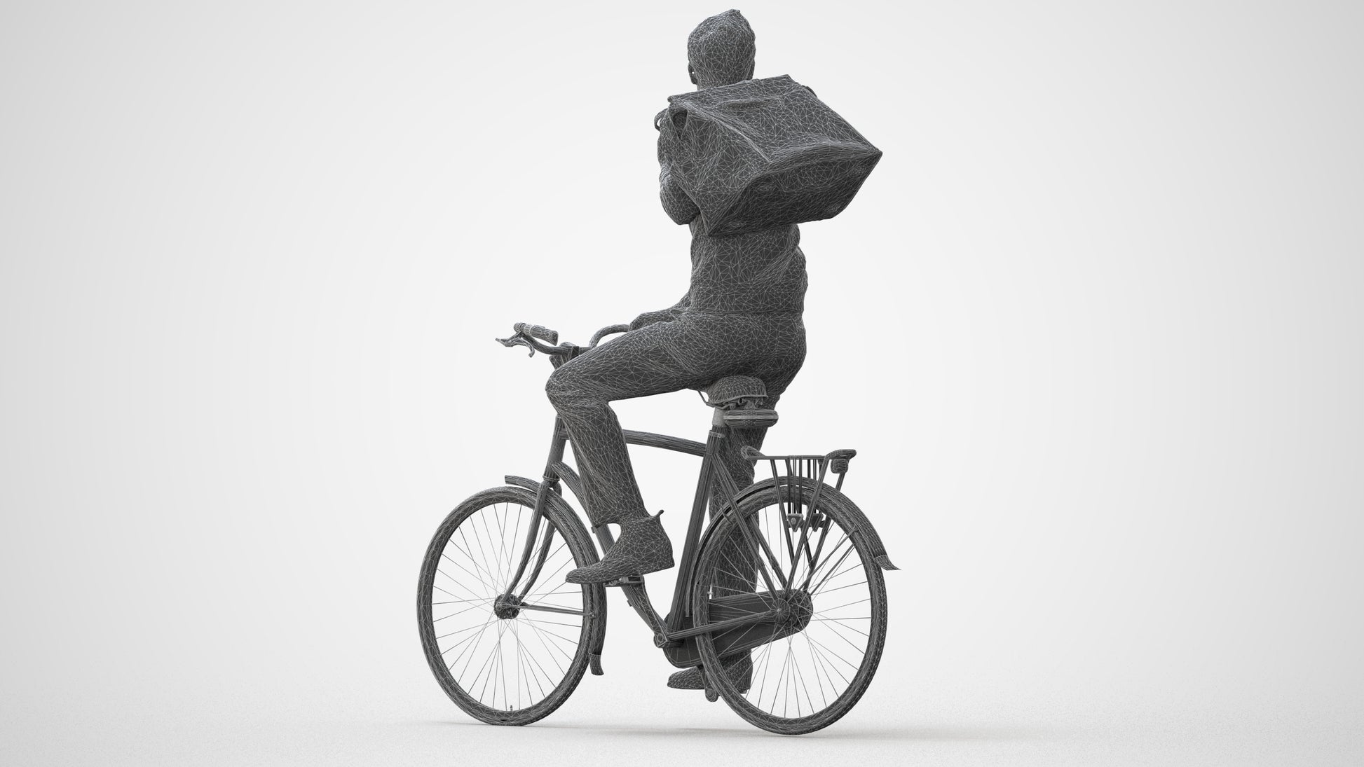 scanned 3D man casual cycling, photogrammetry people for Enscape and V-Ray, square thumbnail