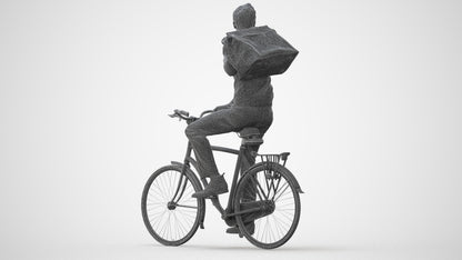 scanned 3D man casual cycling, photogrammetry people for Enscape and V-Ray, square thumbnail