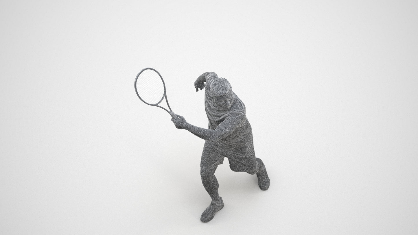 photogrammetry 3D man sport, realistic human model archviz FBX, wireframe three-quarter view