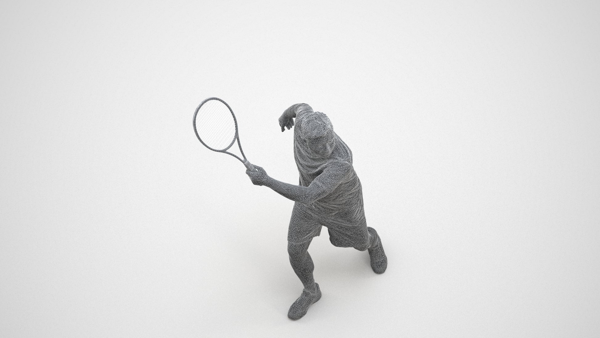 photogrammetry 3D man sport, realistic human model archviz FBX, wireframe three-quarter view