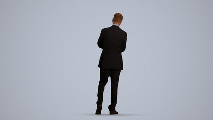 realistic 3D human man business, archviz people FBX OBJ for Blender, front view render