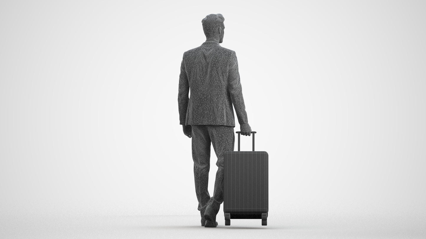 realistic 3D human man business, archviz people FBX OBJ for Blender, wireframe front view