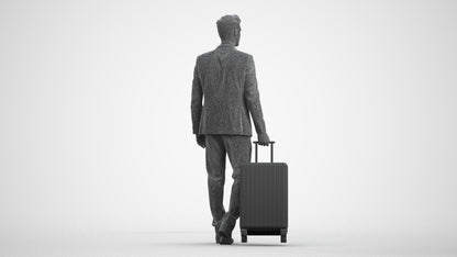 realistic 3D human man business, archviz people FBX OBJ for Blender, wireframe front view