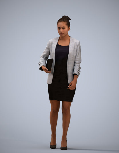 3D human model woman business, photogrammetry scanned person for archviz