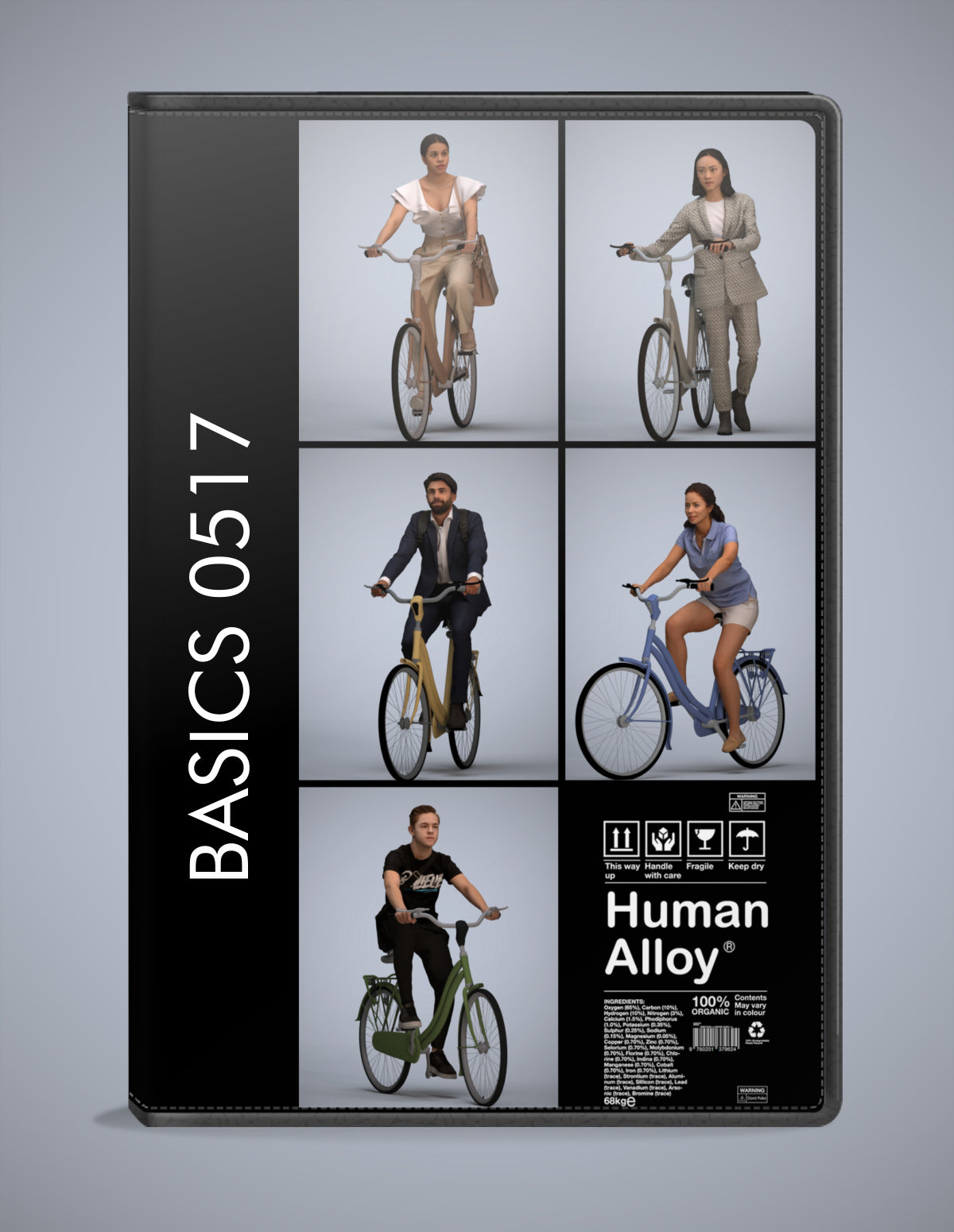 5x realistic 3D people cycling pack, scanned archviz collection for Blender and 3ds Max