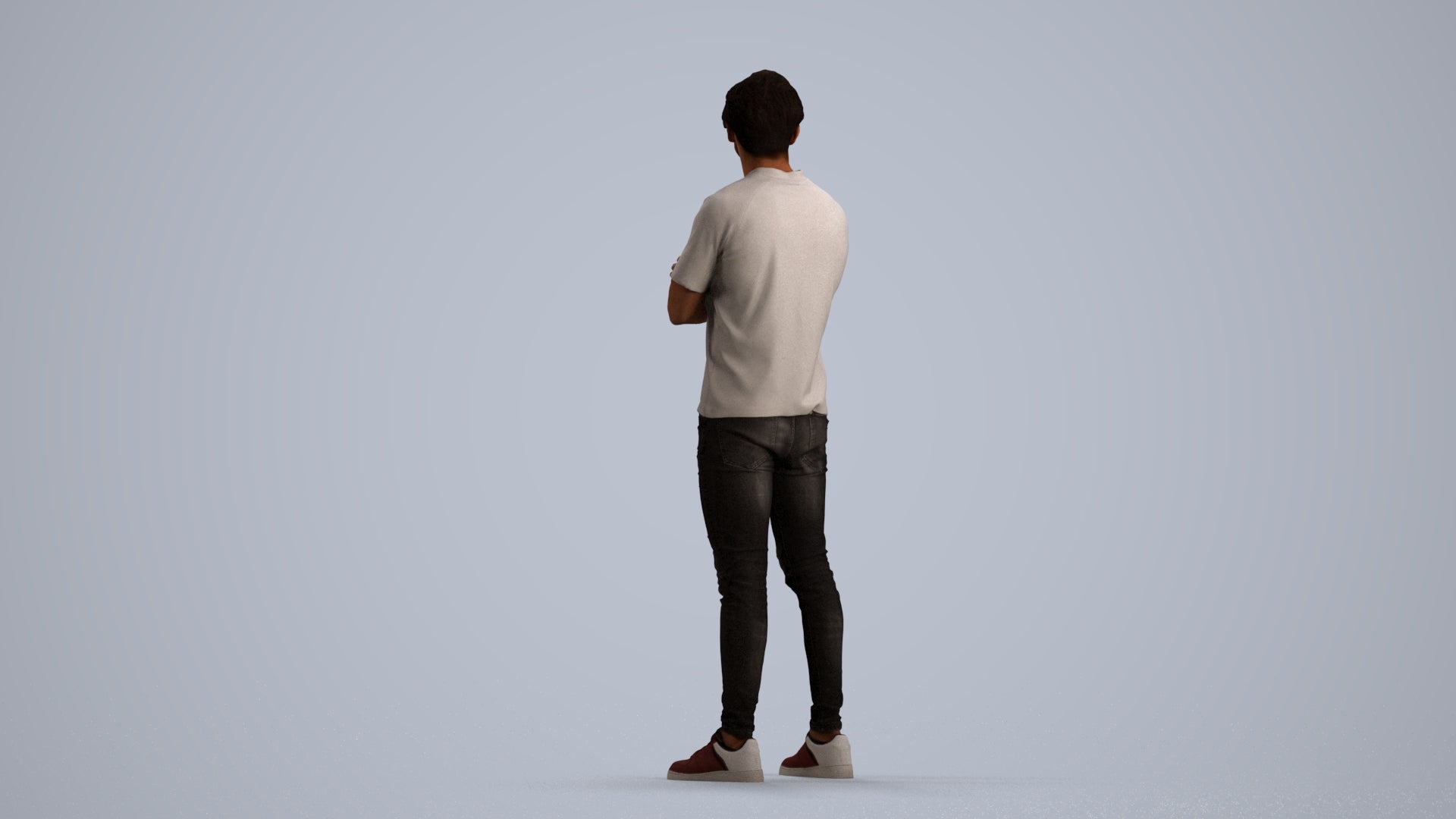 3D people model man casual standing, scanned human for 3ds Max rendering, front view render
