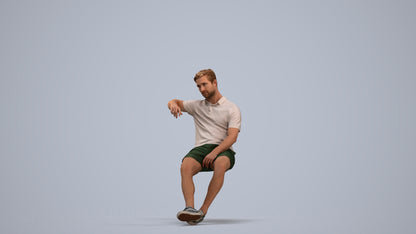 realistic 3D human man casual sitting, archviz people FBX OBJ for Blender, standing pose render