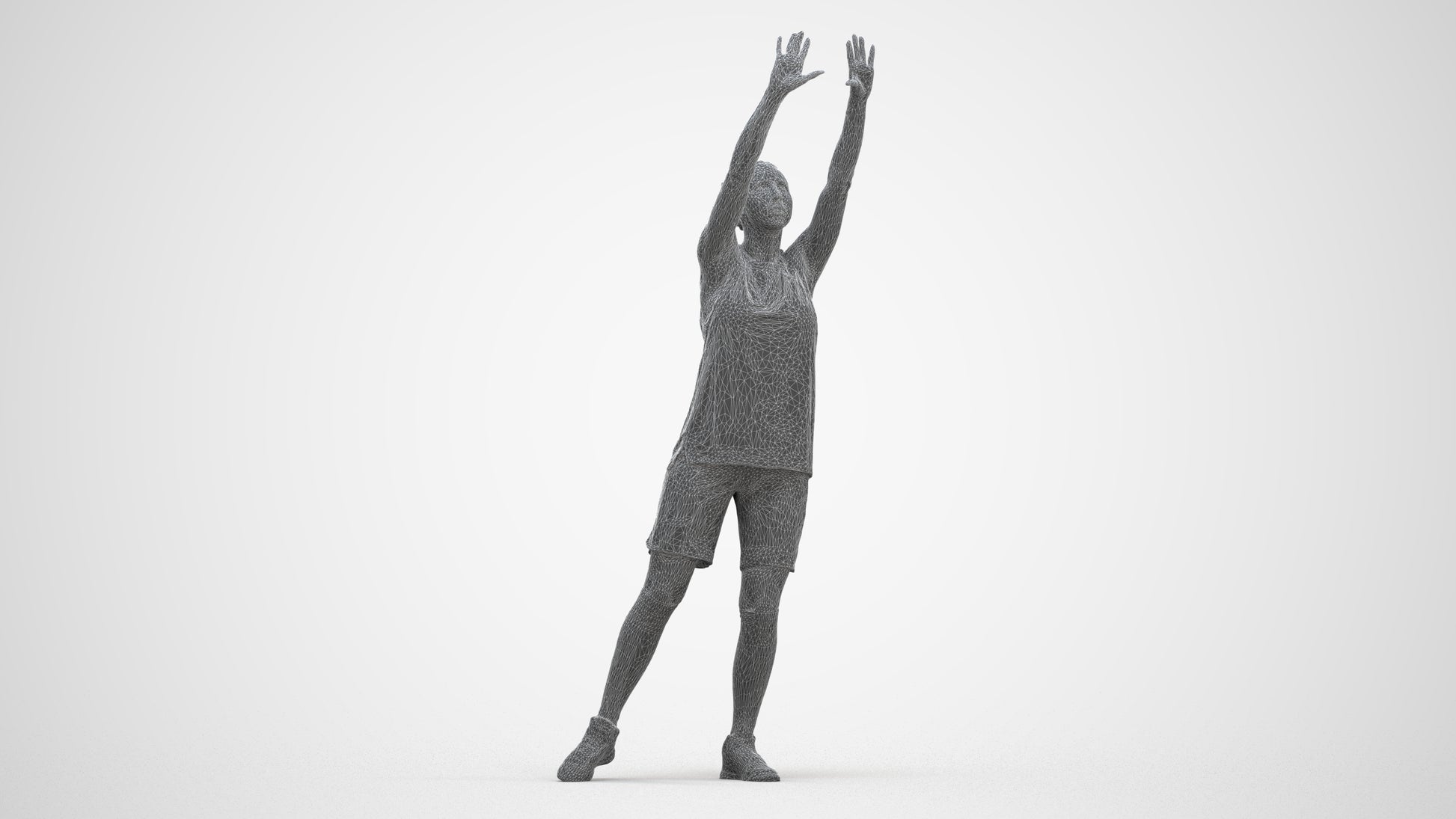 3D people model woman sport, scanned human for 3ds Max rendering, three-quarter front view render
