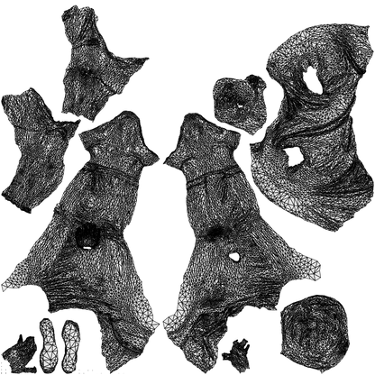 3D scanned man sitting casual, photorealistic archviz people for Enscape and SketchUp, wireframe top-down view