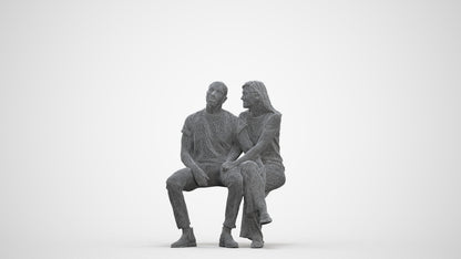 realistic 3D woman casual couple, scanned archviz people for Blender and 3ds Max, three-quarter front view render