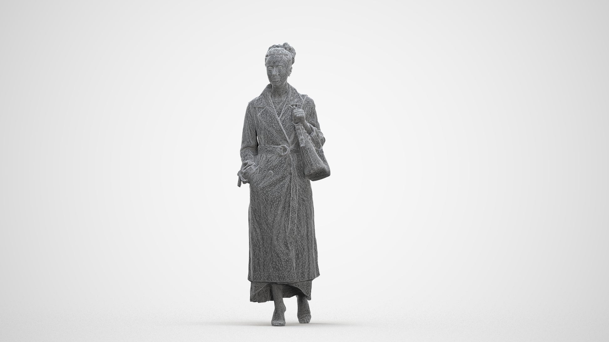 photogrammetry 3D woman casual walking, realistic human model archviz FBX, three-quarter front view render