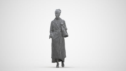 photogrammetry 3D woman casual walking, realistic human model archviz FBX, three-quarter front view render