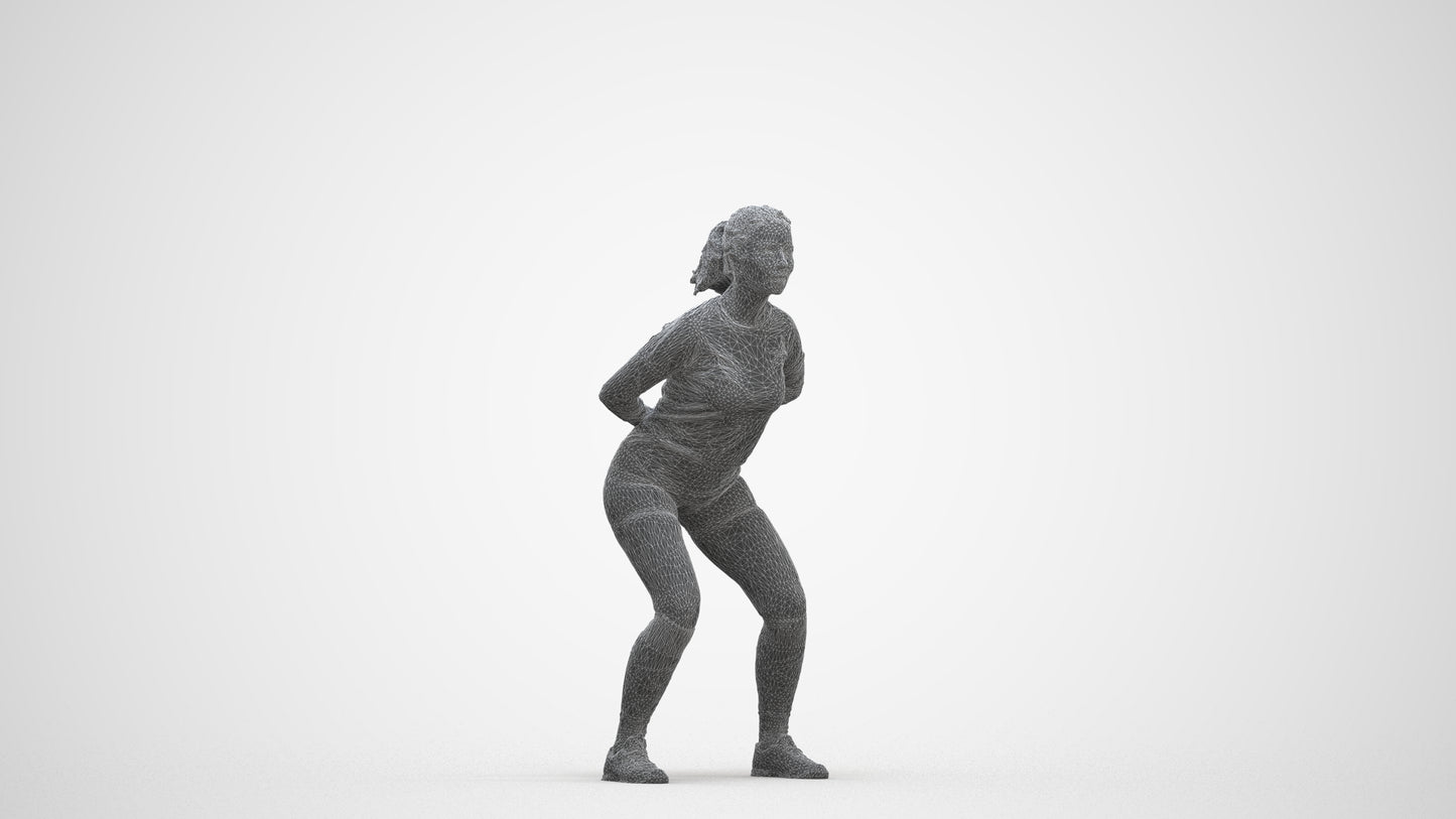 3D people model woman sport, scanned human for 3ds Max rendering, three-quarter front view render
