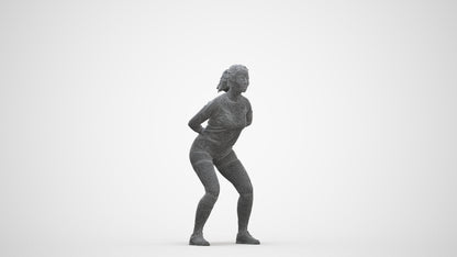 3D people model woman sport, scanned human for 3ds Max rendering, three-quarter front view render