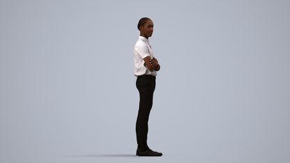 realistic 3D boy hospitality, scanned archviz people for Blender and 3ds Max, side view render