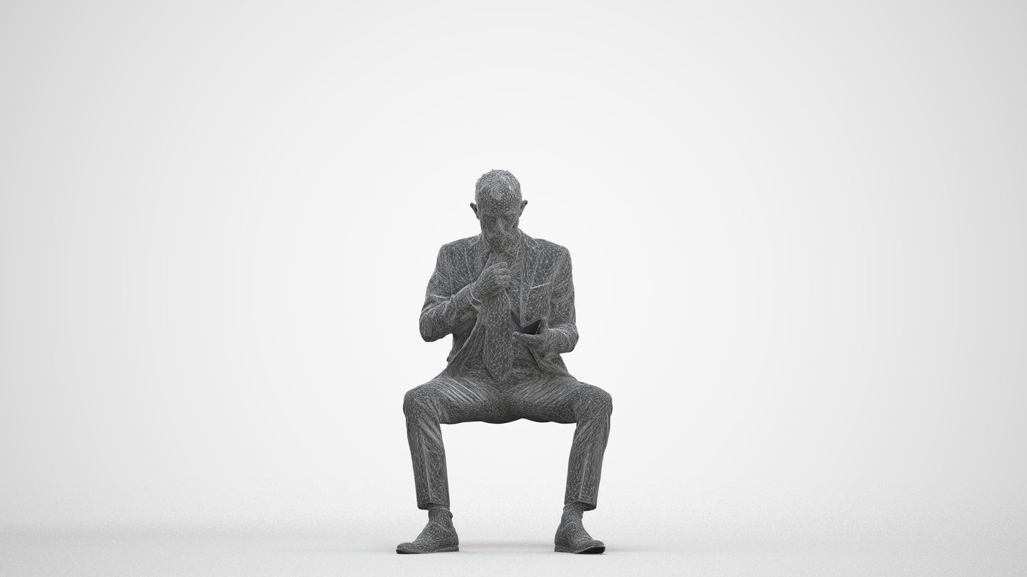 realistic 3D human man business, archviz people FBX OBJ for Blender, three-quarter front view render