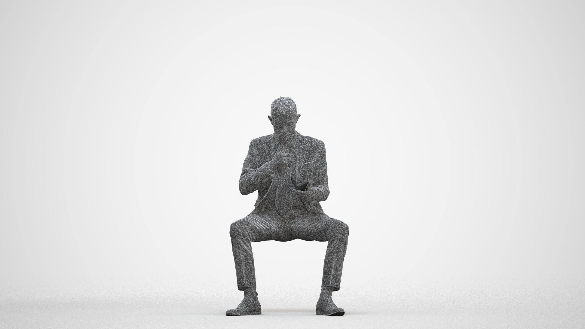 realistic 3D human man business, archviz people FBX OBJ for Blender, three-quarter front view render