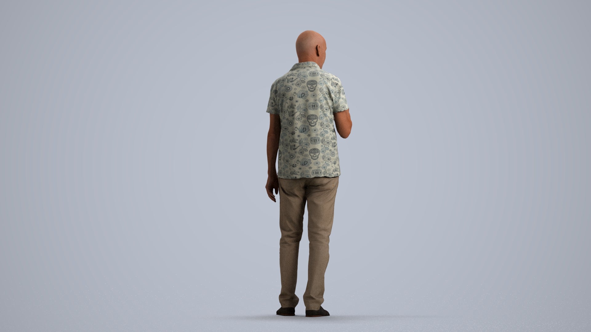 3D scanned senior man standing casual, photorealistic archviz people for Enscape and SketchUp, front view render