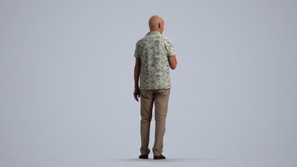 3D scanned senior man standing casual, photorealistic archviz people for Enscape and SketchUp, front view render