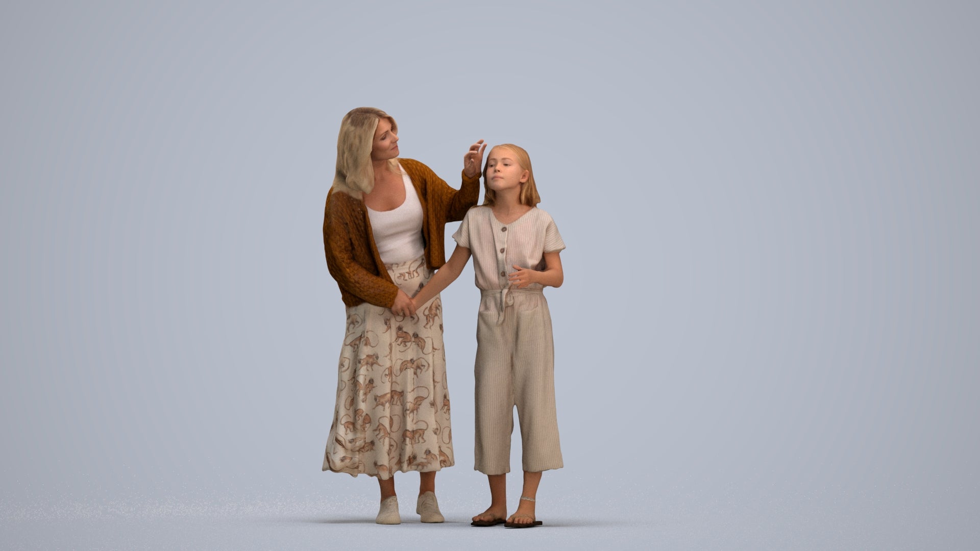 3D people model girl casual kids, scanned human for 3ds Max rendering, standing pose render