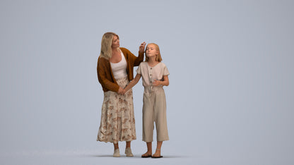 3D people model girl casual kids, scanned human for 3ds Max rendering, standing pose render