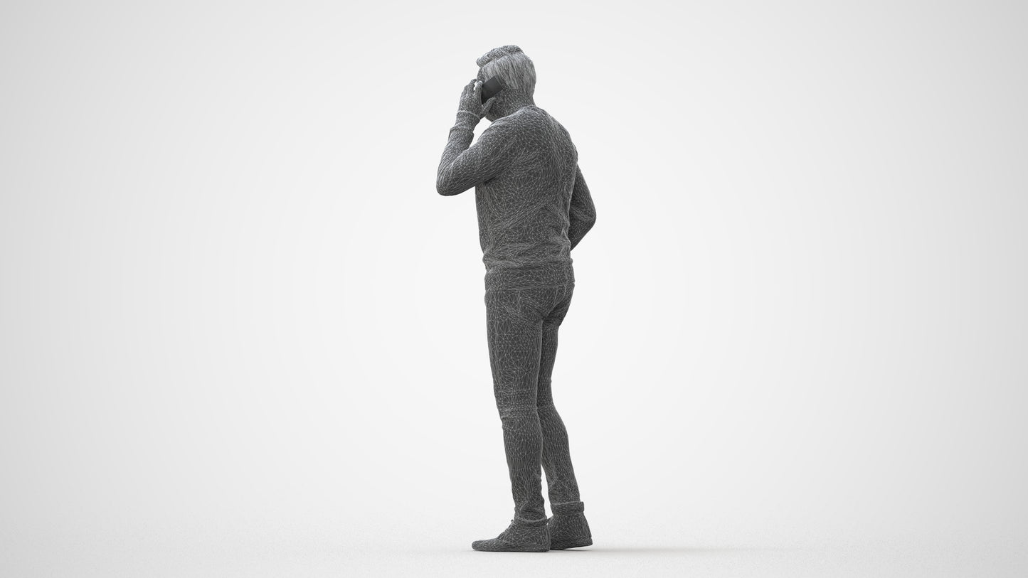 3D human model man casual standing, photogrammetry scanned person for archviz, square thumbnail