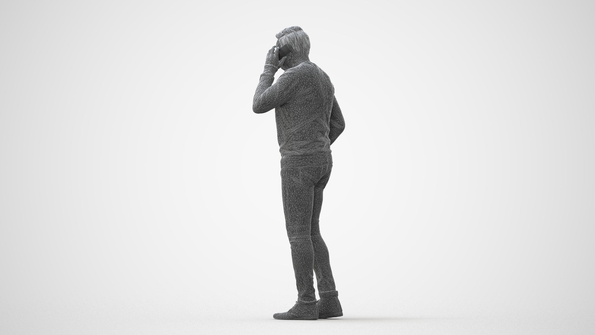 3D human model man casual standing, photogrammetry scanned person for archviz, square thumbnail