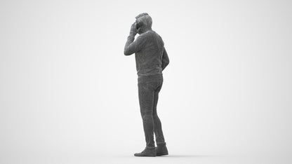 3D human model man casual standing, photogrammetry scanned person for archviz, square thumbnail
