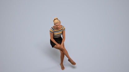 3D scanned woman sitting casual, photorealistic archviz people for Enscape and SketchUp, back view render