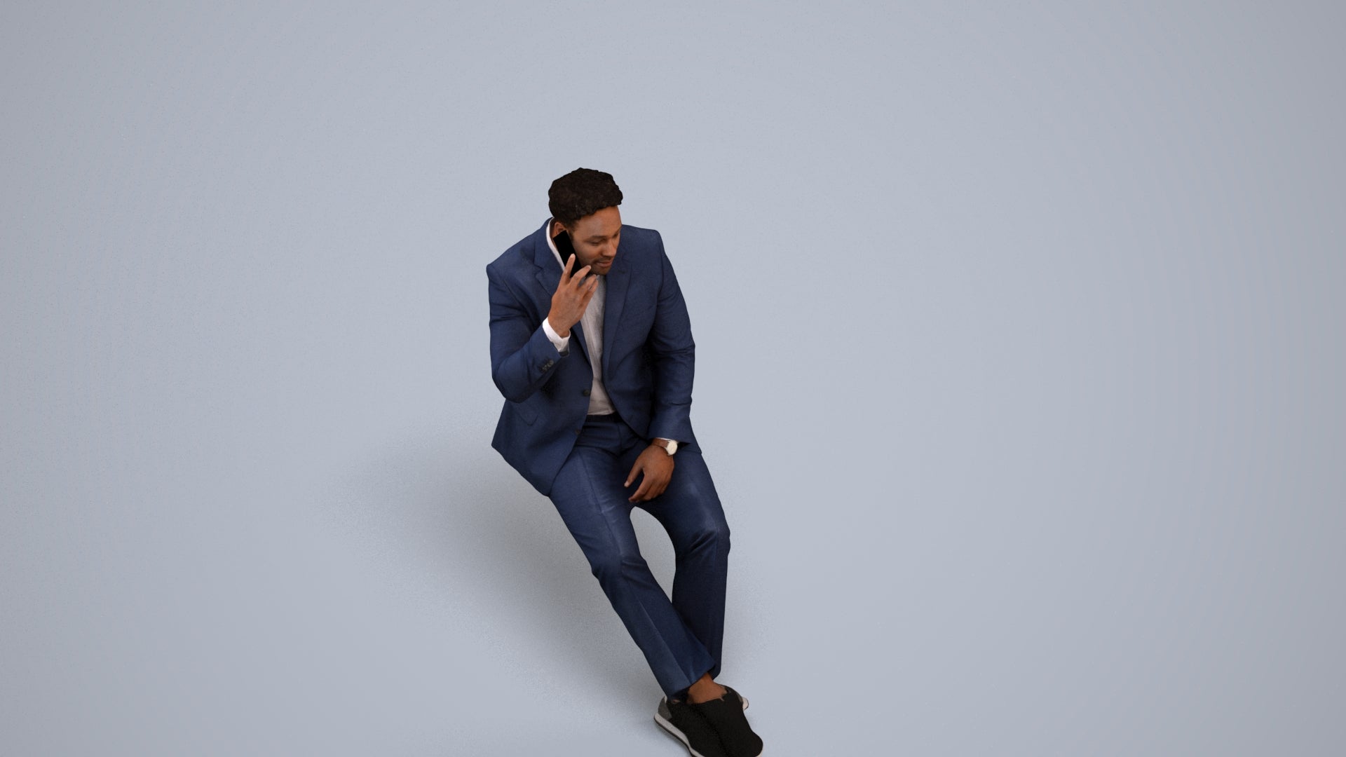 3D people model man business, scanned human for 3ds Max rendering, back view render