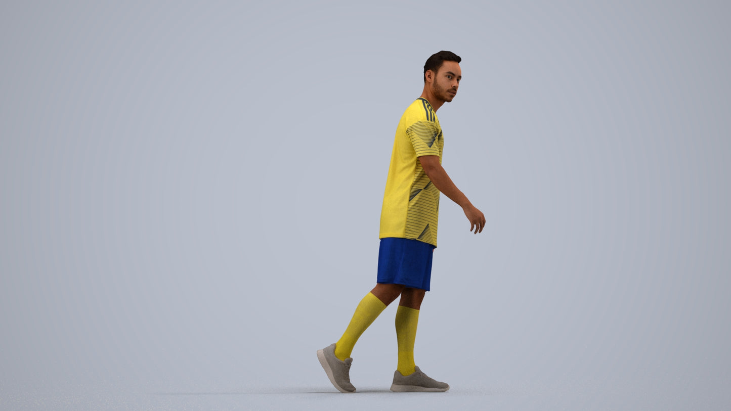 photogrammetry 3D man sport, realistic human model archviz FBX, side view render