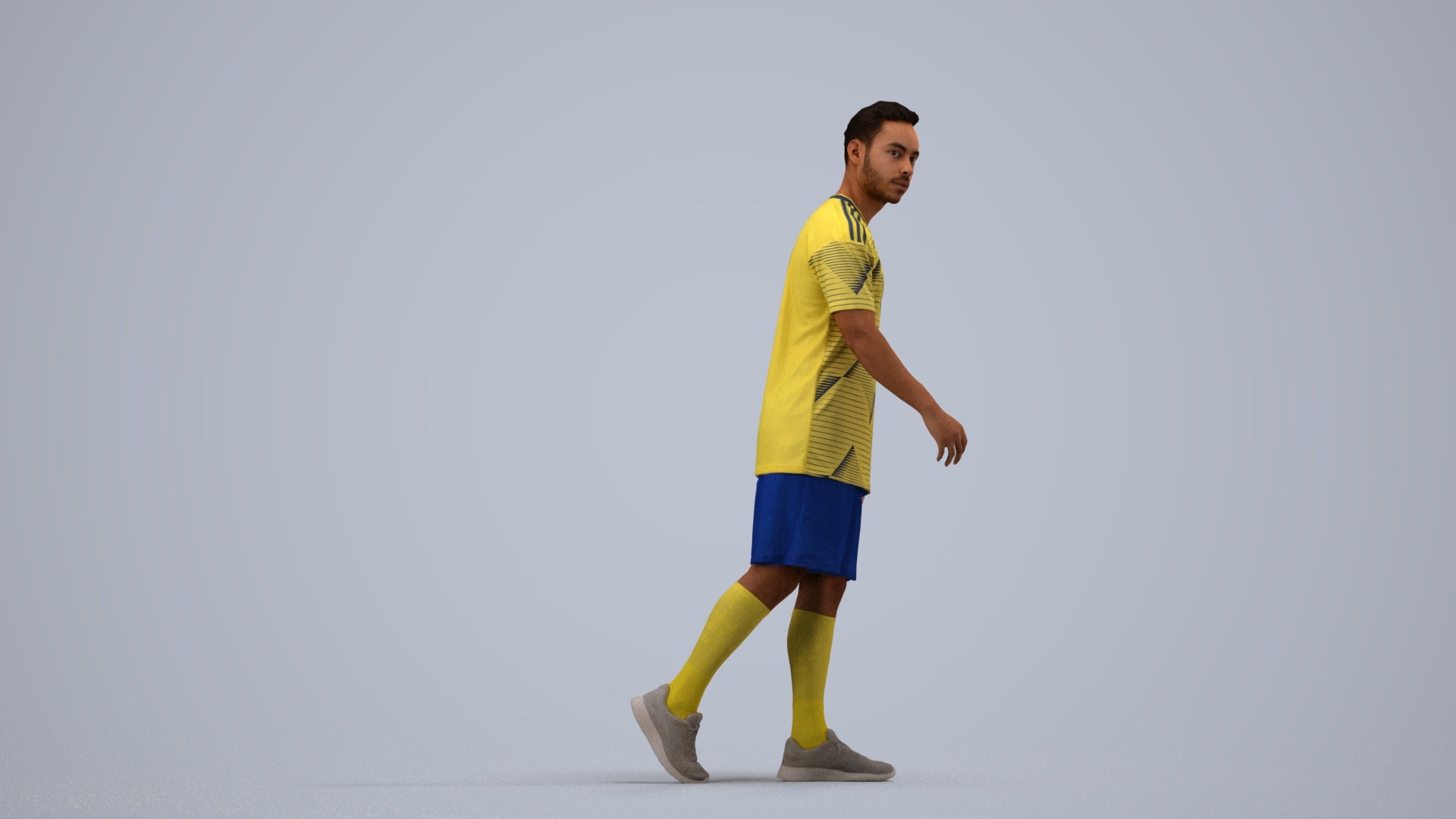 photogrammetry 3D man sport, realistic human model archviz FBX, side view render