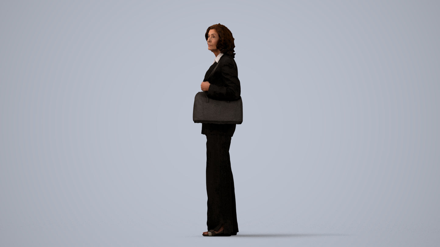 scanned 3D senior woman business, photogrammetry people for Enscape and V-Ray, three-quarter view render