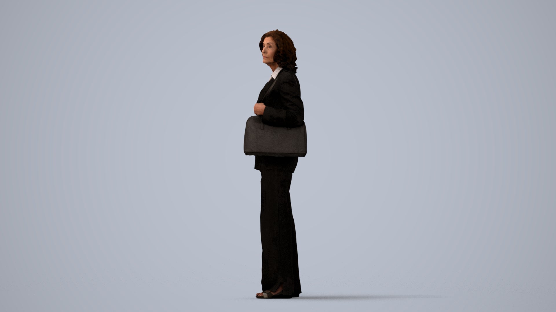 scanned 3D senior woman business, photogrammetry people for Enscape and V-Ray, three-quarter view render