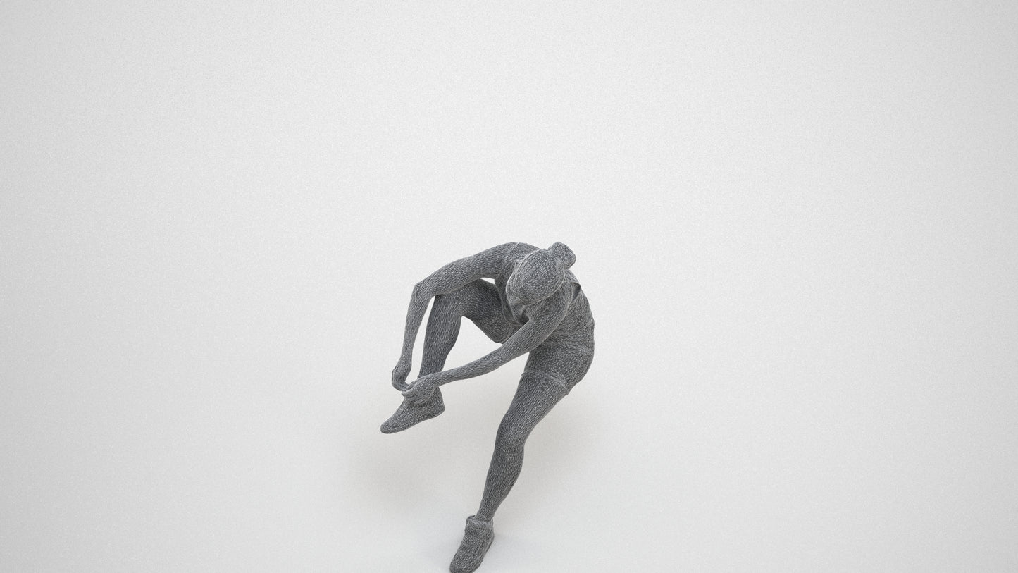 realistic 3D woman sport, scanned archviz people for Blender and 3ds Max, wireframe three-quarter view