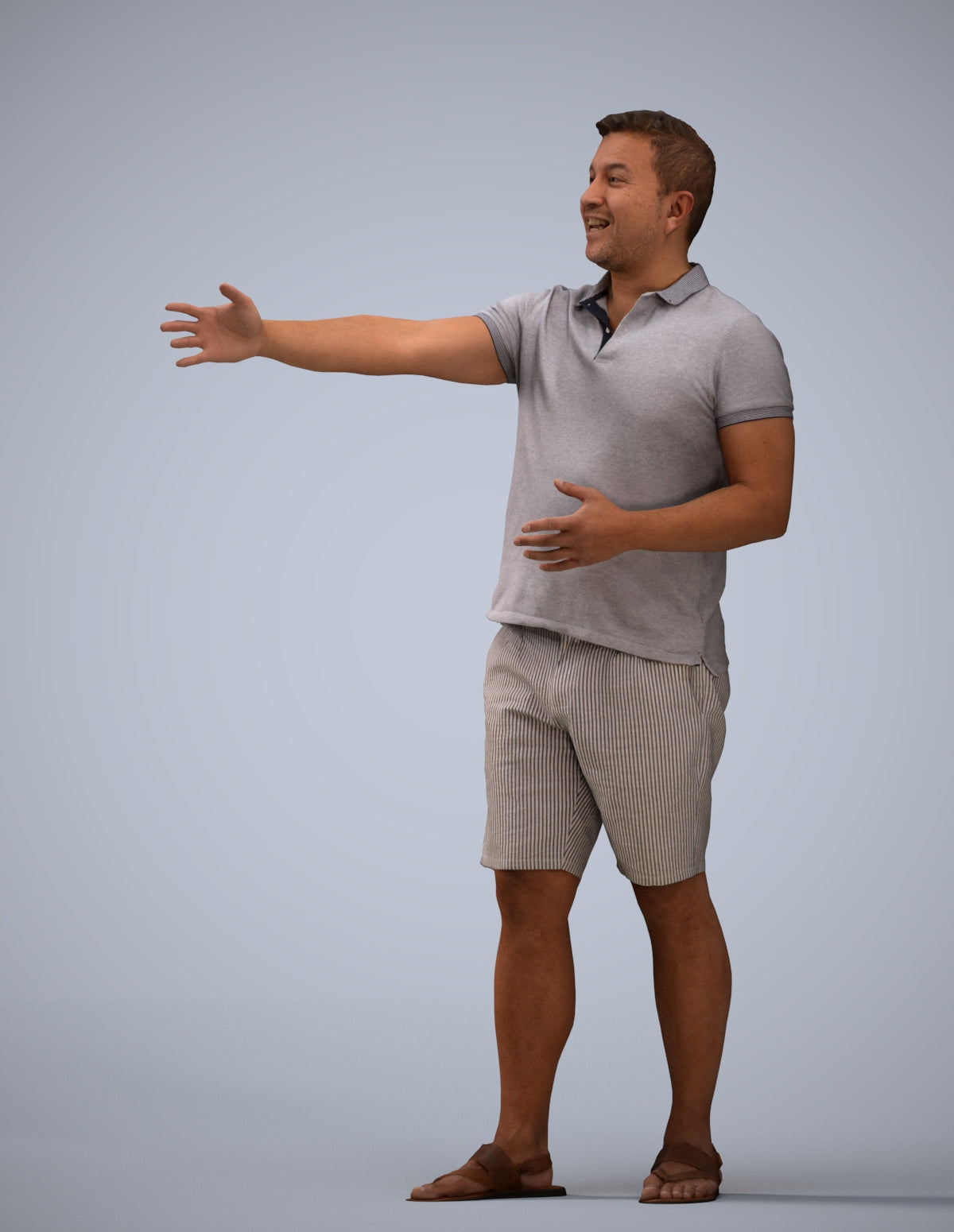 3D people model man casual standing, scanned human for 3ds Max rendering